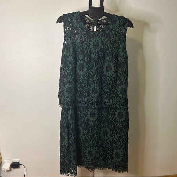 Calvin Klein Dresses & Skirts - Calvin Klein Forest Green Lace Midi Dress with Slip